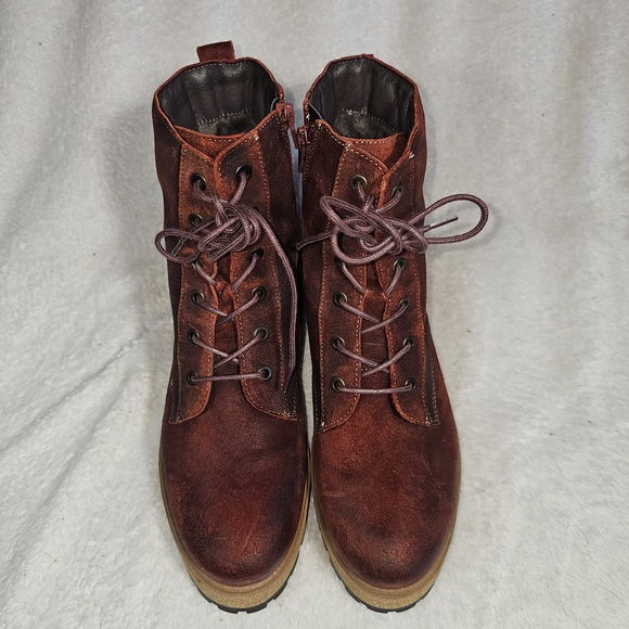 Taos Main Street Boot Leather Side Zip Combat Rugged Womens US 10 - Picture 11 of 15